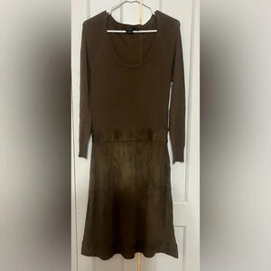 Vertigo Olive 1/2 sweater 1/2 faux suede dress